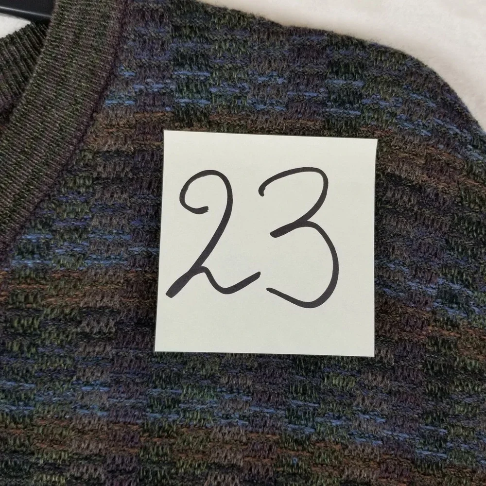 Tricots St Raphael‎ Sweater Mens XL Multicolor Merino Wool V-Neck Textured Knit